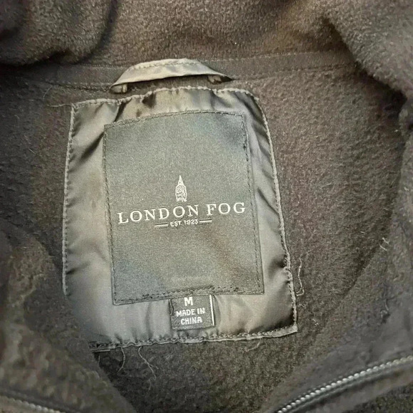 London Fog Men's Full Zip Fleece Black Jacket Sz M - Picture 4 of 9
